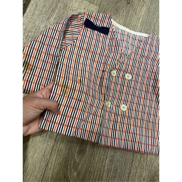 70’s Little Boy Dress Jacket Red and Blue Stripes 4T Old Vintage Costume - Picture 2 of 7